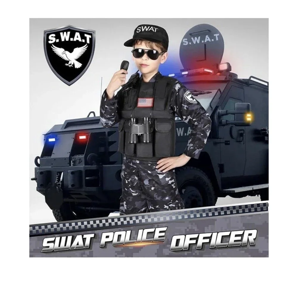 Luucio SWAT Police Officer Costume for Kids w Accessories XL Halloween Costume